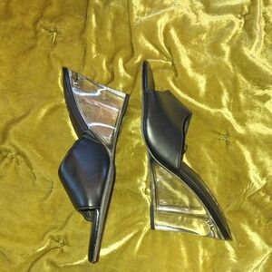 Torrid Lucite Wedge Black Mule Sz 8